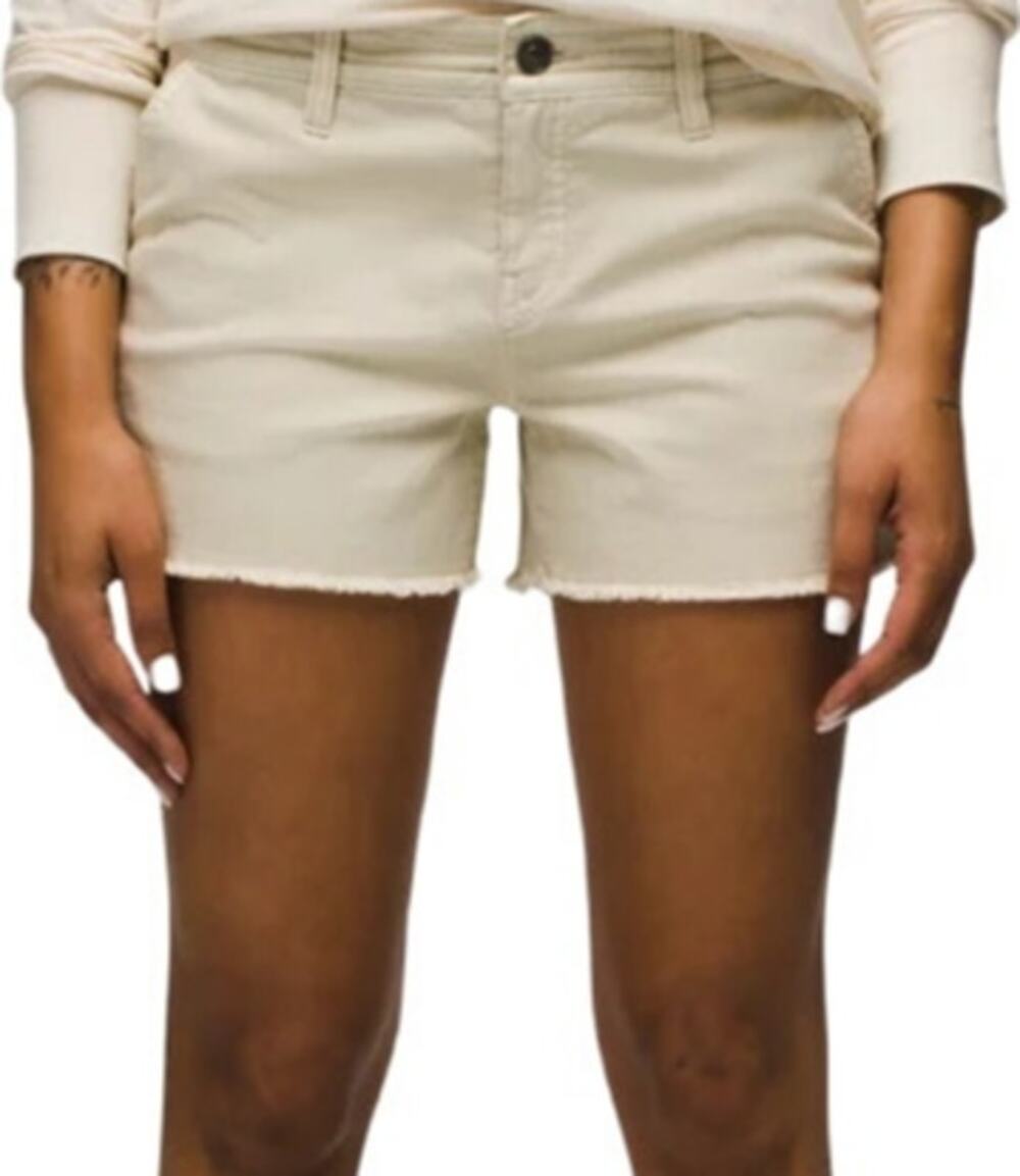 prAna Sancho Short Cut Off Mid Rise Casual Cotton Stretch Chalk Cream 8/12 NWT